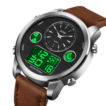 skmei 1653 men leather strap watch relojes de hombre quartz reloj digital sport wristwatch